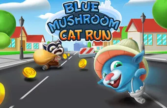 PLay Blue Mushroom Cat Run now!